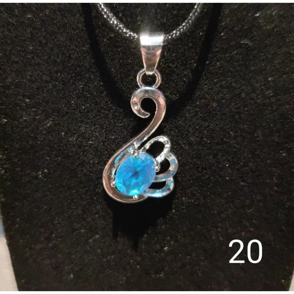 925 Blue Rhinestone Pendant